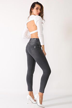 Kadın Yüksek Bel Full Likralı Kot Pantolon