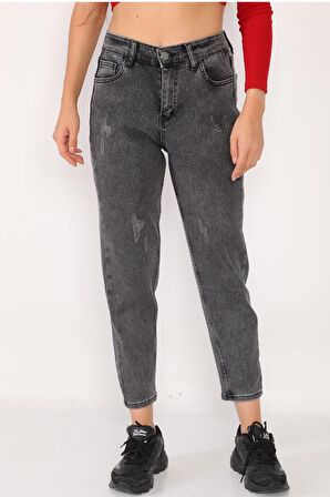 Kadın Yüksek Bel Full Likralı Mom Jeans Kot Pantolon