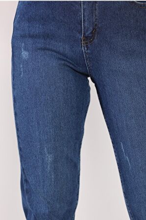 Kadın Yüksek Bel Full Likralı Mom Jeans Kot Pantolon