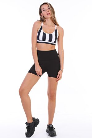 Yüksek Bel Dalgıç Kumaş Push Up Mat Toparlayıcı Kısa Biker Mini Şort  Spor Tayt