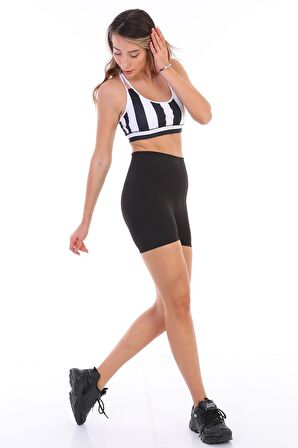 Yüksek Bel Dalgıç Kumaş Push Up Mat Toparlayıcı Kısa Biker Mini Şort  Spor Tayt