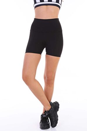 Yüksek Bel Dalgıç Kumaş Push Up Mat Toparlayıcı Kısa Biker Mini Şort  Spor Tayt