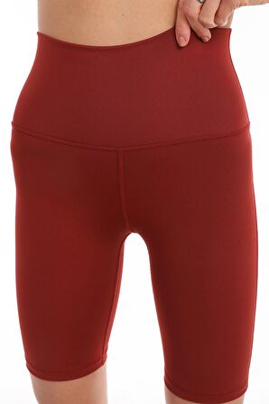 Kadın Yüksek Bel Dalgıç Kumaş Push Up Mat Toparlayıcı Esnek Biker Spor Kısa Şort Tayt