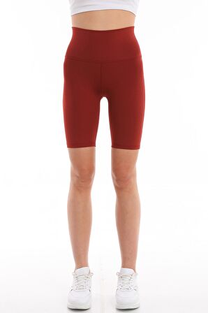 Kadın Yüksek Bel Dalgıç Kumaş Push Up Mat Toparlayıcı Esnek Biker Spor Kısa Şort Tayt