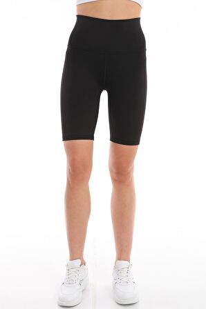 Kadın Yüksek Bel Dalgıç Kumaş Push Up Mat Toparlayıcı Esnek Biker Spor Kısa Şort Tayt