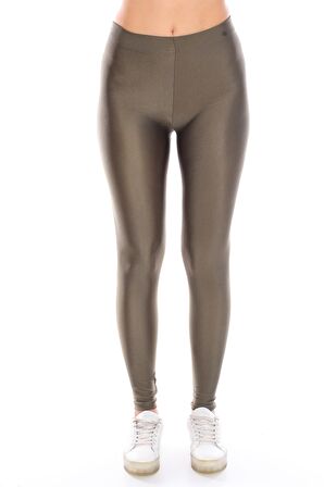 Kadın Yüksek Bel Parlak Disco Tayt