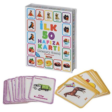 Diytoy İlk 50 Hafıza Kartı Memory Game Flash Cards Zeka Geliştirici Hafıza Eğitici Oyuncak