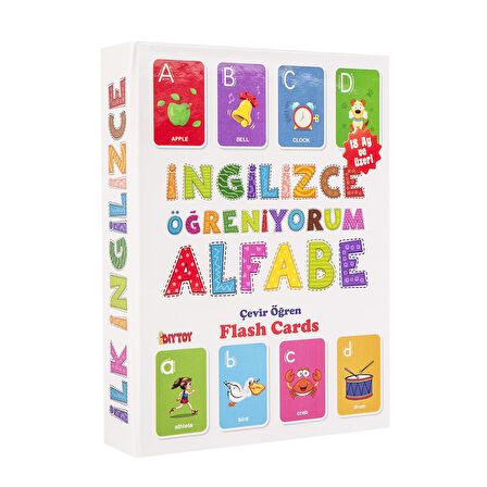 Diytoy İngilizce Öğreniyorum Alfabe Flash Cards Resimli Kartlar İngilizce Alfabe