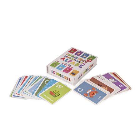 Diytoy İngilizce Öğreniyorum Alfabe Flash Cards Resimli Kartlar İngilizce Alfabe