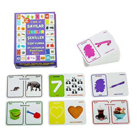 Diytoy Flash Cards 5 Süper Set Sayılar Renkler Şekiller Ilişki Kurma Zıt Kavramlar