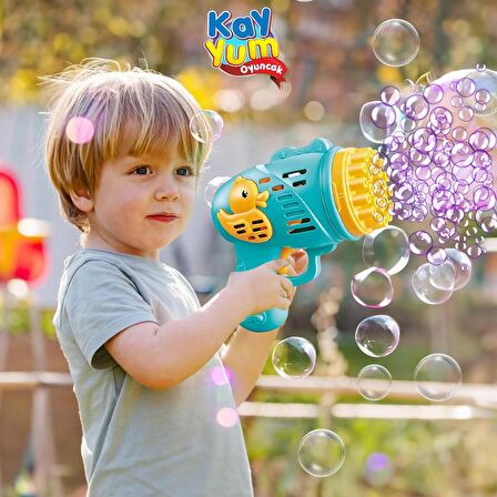 Duck Pilli Köpük Atan Tabanca Oyuncak 23 Delikli Bubble Gun Mavi