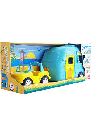 Oyuncak Karavan Seti 2 Adet Bebek 2 Adet Pet Hayvan Mavi