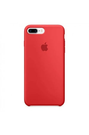 Apple iPhone 7 Plus Uyumlu Logolu Içi Kadife Altı Açık Lansman Kırmızı Silikon Kılıf