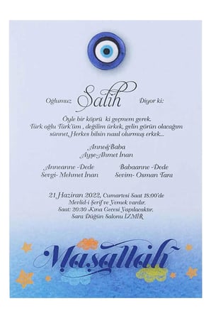 50 Adet Polen Sünnet Davetiyesi 30427 - Beyaz Zarflı