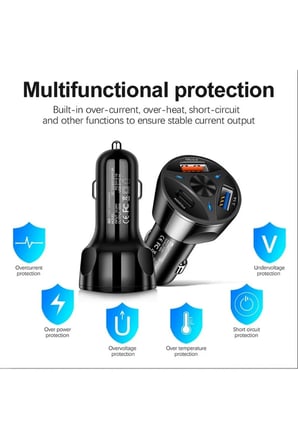 55W Araç Çakmaklık Şarjı 3 port USB araba şarjı hızlı şarj PD hızlı şarj 3.0 USB C araba telefon şarj adaptörü