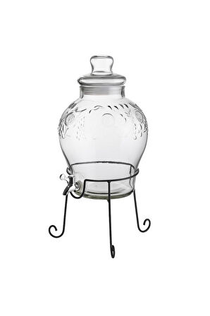 10 Litre Musluklu Cam Su Sebili Şerbetlik Ve Damacana Metal Ayaklı