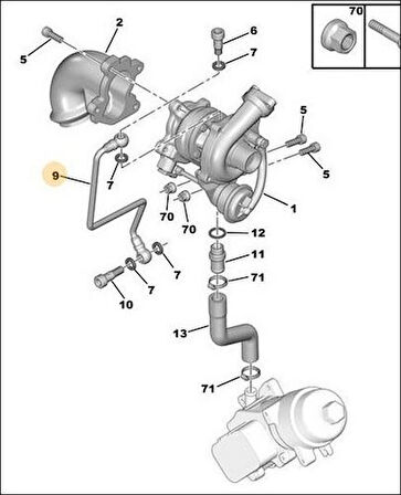 Peugeot Orjinal 0379.62 Turbo Yağ Borusu P107-206-207-307-Bipper-206-Plus-C1-C2-C3-C3 II-III-Nemo-Xsara II-Fiesta 1.4 DV4 0379.62
