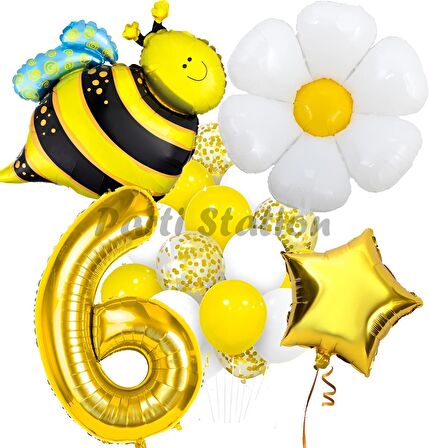 Bee Arı ve Papatya Konsept 6 Yaş Balon Set Bee Arı ve Papatya Tema Parti Doğum Günü Parti Balon Set
