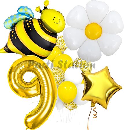 Bee Arı ve Papatya Konsept 9 Yaş Balon Set Bee Arı ve Papatya Tema Parti Doğum Günü Parti Balon Set