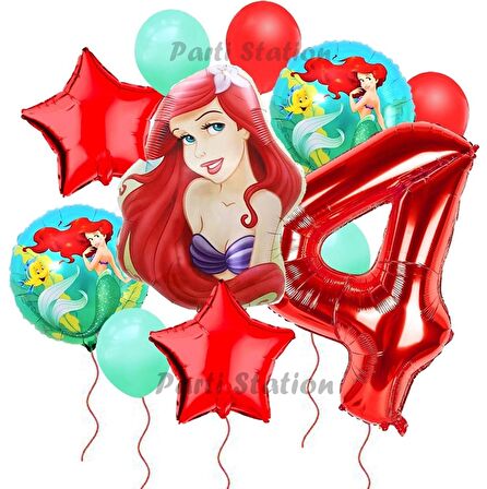 Disney Prensesi Deniz Kızı Prenses Ariel Konsept 4 Yaş Doğum Günü Balon Set Aquaman Ariel Balon Set