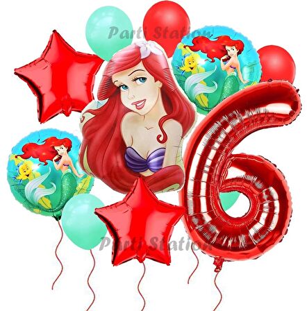 Disney Prensesi Deniz Kızı Prenses Ariel Konsept 6 Yaş Doğum Günü Balon Set Aquaman Ariel Balon Set