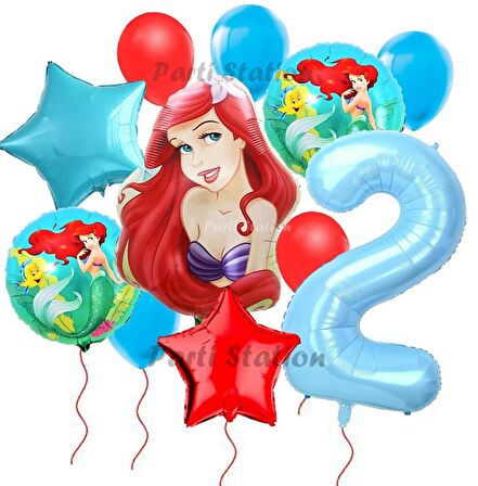 Disney Prensesi Deniz Kızı Prenses Ariel Konsept 2 Yaş Doğum Günü Balon Set Aquaman Ariel Balon Set
