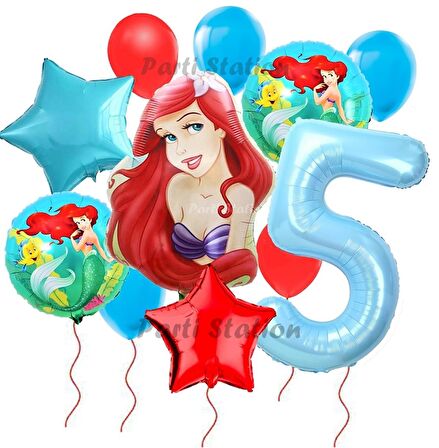 Disney Prensesi Deniz Kızı Prenses Ariel Konsept 5 Yaş Doğum Günü Balon Set Aquaman Ariel Balon Set