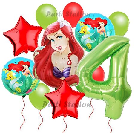Disney Prensesi Deniz Kızı Prenses Ariel Konsept 4 Yaş Doğum Günü Balon Set Aquaman Ariel Balon Set