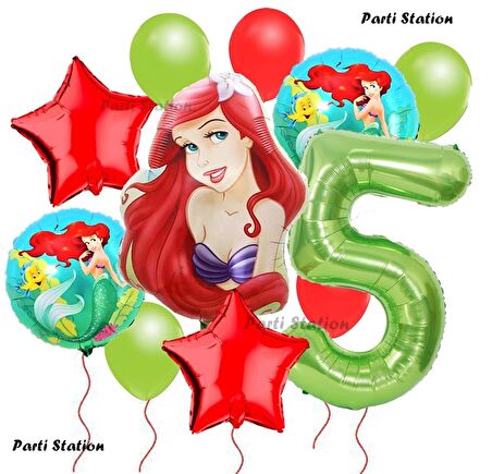 Disney Prensesi Deniz Kızı Prenses Ariel Konsept 5 Yaş Doğum Günü Balon Set Aquaman Ariel Balon Set