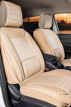 Ford Focus Sport Uyumlu Lüx Deri Oto Koltuk Kılıfı Ön Arka Takım Saturn BEJ
