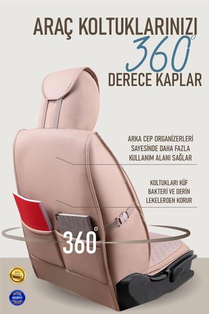 Honda Civic FB7 Uyumlu Lüx Deri Oto Koltuk Kılıfı Ön Arka Takım Saturn BEJ