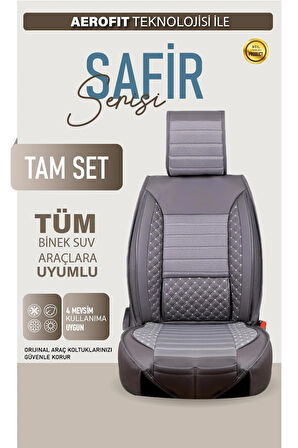 ARO 10.1 Uyumlu Lüx Deri Oto Koltuk Kılıfı Ön Arka Takım Saturn FÜME