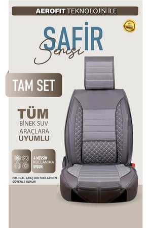 Citroen C2 Uyumlu Lüx Deri Oto Koltuk Kılıfı Ön Arka Takım Saturn FÜME