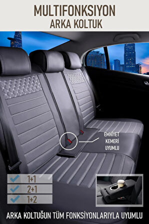 Citroen C5 Uyumlu Lüx Deri Oto Koltuk Kılıfı Ön Arka Takım Saturn FÜME