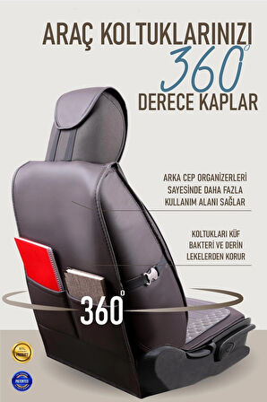 DFM Succe Uyumlu Lüx Deri Oto Koltuk Kılıfı Ön Arka Takım Saturn FÜME