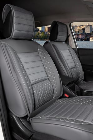 Peugeot e-308 Uyumlu Lüx Deri Oto Koltuk Kılıfı Ön Arka Takım Saturn FÜME