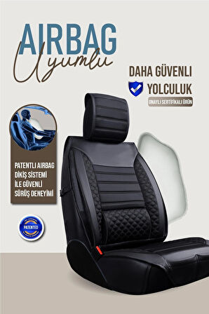 Mitsubishi Pajero Uyumlu Lüx Deri Oto Koltuk Kılıfı Ön Arka Takım Saturn TAM SİYAH