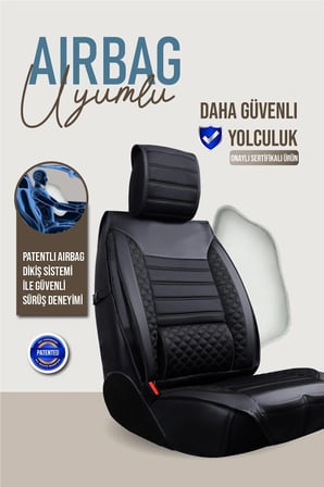 Renault Megane 2 Station Wagon Uyumlu Lüx Deri Oto Koltuk Kılıfı Ön Arka Takım Saturn TAM SİYAH