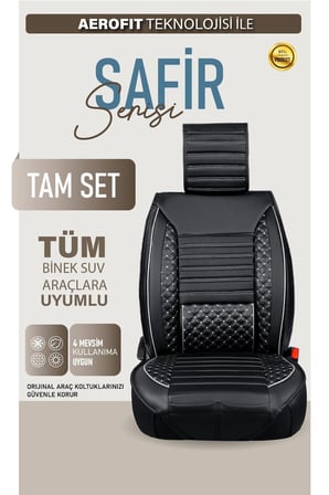 Suzuki Swift 91-96 Uyumlu Lüx Deri Oto Koltuk Kılıfı Ön Arka Takım Saturn SİYAH BEYAZ