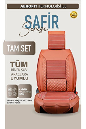 Volkswagen Tiguan AllSpace Uyumlu Lüx Deri Oto Koltuk Kılıfı Ön Arka Takım Saturn TABA