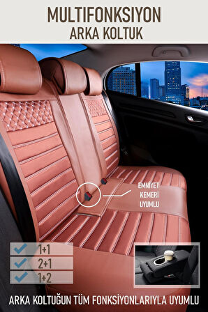 Volkswagen Tiguan AllSpace Uyumlu Lüx Deri Oto Koltuk Kılıfı Ön Arka Takım Saturn TABA