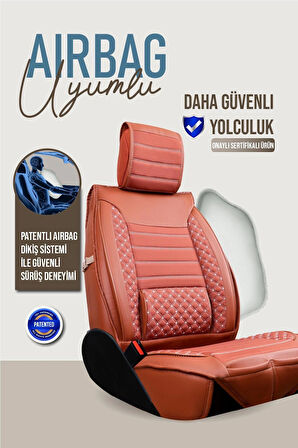 Opel Vectra B Uyumlu Lüx Deri Oto Koltuk Kılıfı Ön Arka Takım Saturn TABA