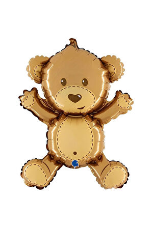 Sevimli Ayıcık Balon 4 Yaş Balon Set Woodland Konsept Ayı Balon ve Gold Renk Rakam Balon