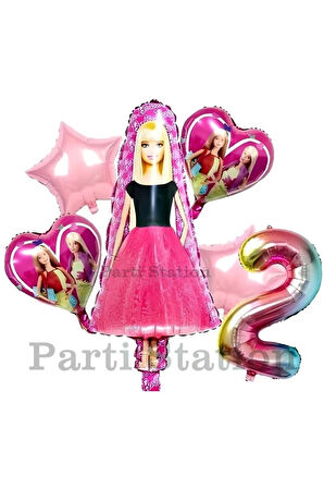 Barbie 9 Yaş Balon Set Barbie Konsept Doğum Günü Folyo Balon Set