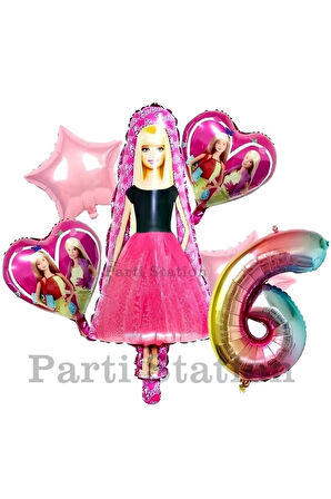Barbie 9 Yaş Balon Set Barbie Konsept Doğum Günü Folyo Balon Set