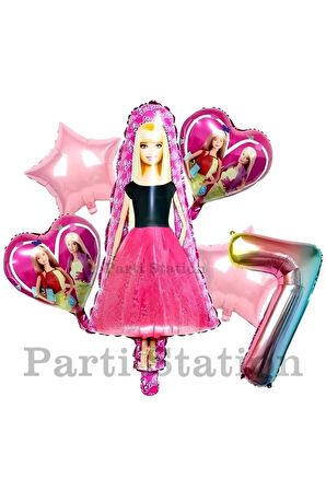 Barbie 9 Yaş Balon Set Barbie Konsept Doğum Günü Folyo Balon Set