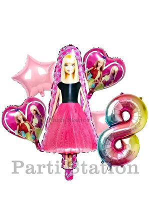 Barbie 9 Yaş Balon Set Barbie Konsept Doğum Günü Folyo Balon Set