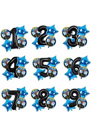 Batman 6 Yaş Balon Set Yıldız Balon Folyo Set Konsept Doğum Günü Set Yaş Balon Set