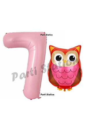 Woodland Baykuş Konsept 9 Yaş Balon Set Sevimli Baykuş Owl ve Pembe Rakam Balon Doğum Günü Balon Set