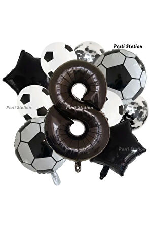 Siyah Beyaz Konsept 1 Yaş Doğum Günü Balon Set Siyah Beyaz Futbol Tema Doğum Günü Balon Set